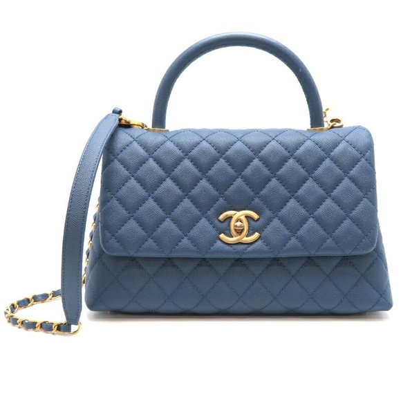 CHANEL Handbags - CHANEL Coco Handle 29 Women's Handbag A92991 Caviar Skin Blue ×